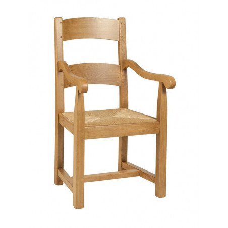 FAUTEUIL RUSTIQUE EN BOIS DE CHÊNE FRANÇAIS ET PAILLE 852