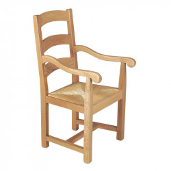 FAUTEUIL RUSTIQUE EN BOIS DE CHÊNE FRANÇAIS ET PAILLE 832