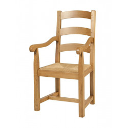 FAUTEUIL RUSTIQUE EN BOIS DE CHÊNE FRANÇAIS ET PAILLE 832