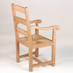 FAUTEUIL RUSTIQUE EN BOIS DE CHÊNE FRANÇAIS ET PAILLE 832