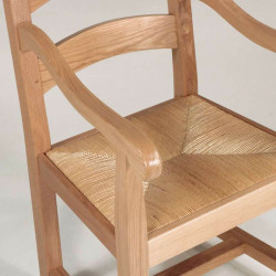 FAUTEUIL RUSTIQUE EN BOIS DE CHÊNE FRANÇAIS ET PAILLE 832