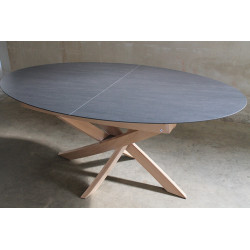 TABLE OVALE EXTENSIBLE EN CHÊNE ET CÉRAMIQUE ELLIPTICA