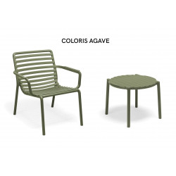 ENSEMBLE DE TERRASSE FAUTEUIL BAS ET TABLE BASSE DOGA  VERT