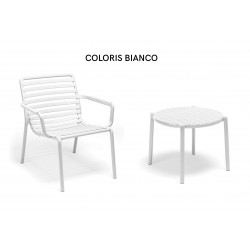 ENSEMBLE DE TERRASSE FAUTEUIL BAS ET TABLE BASSE DOGA BLANC