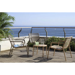 ENSEMBLE DE TERRASSE FAUTEUIL BAS ET TABLE BASSE DOGA