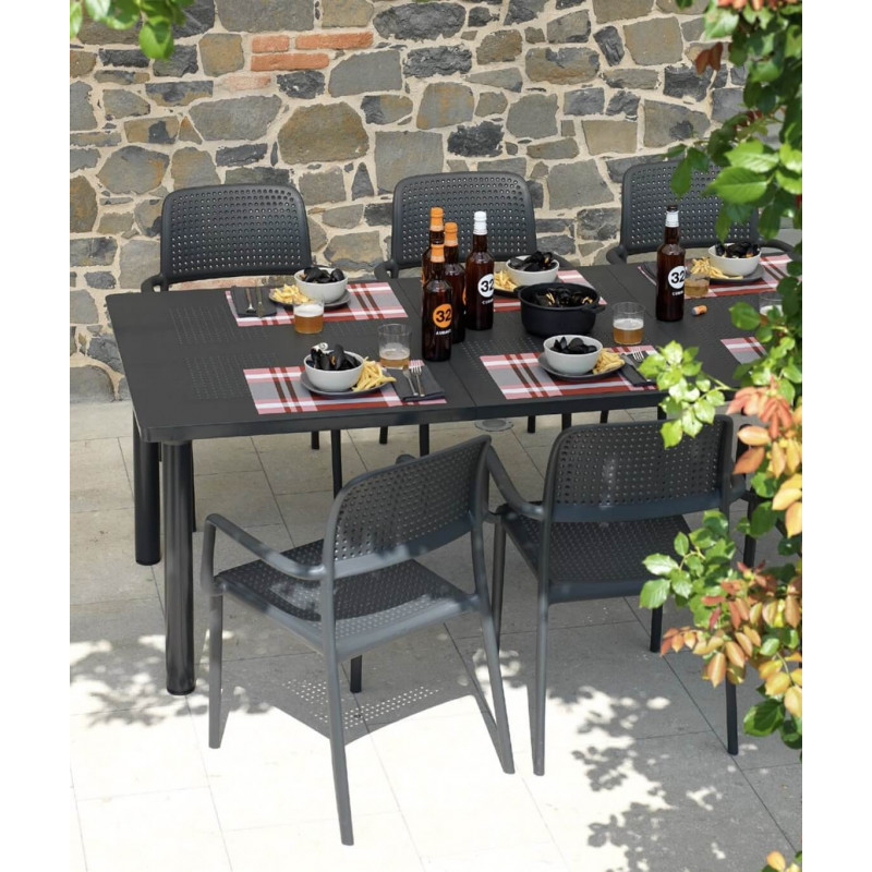 ENSEMBLE DE JARDIN TABLE LIBECCIO ET FAUTEUILS BORA
