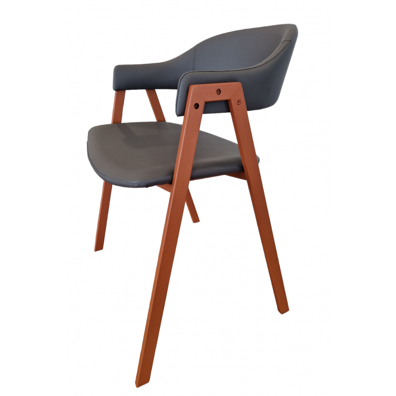 LOT DE 6 FAUTEUIL INDUSTRIEL SIMILICUIR ARCA ROUILLE ET GRIS