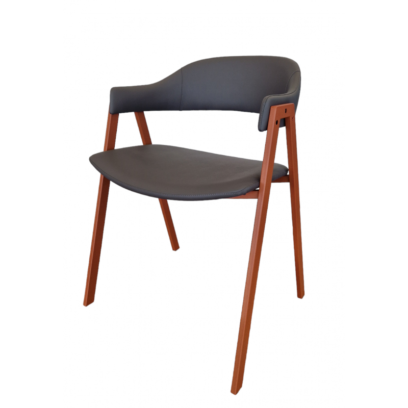 LOT DE 6 FAUTEUIL INDUSTRIEL SIMILICUIR ARCA ROUILLE ET GRIS