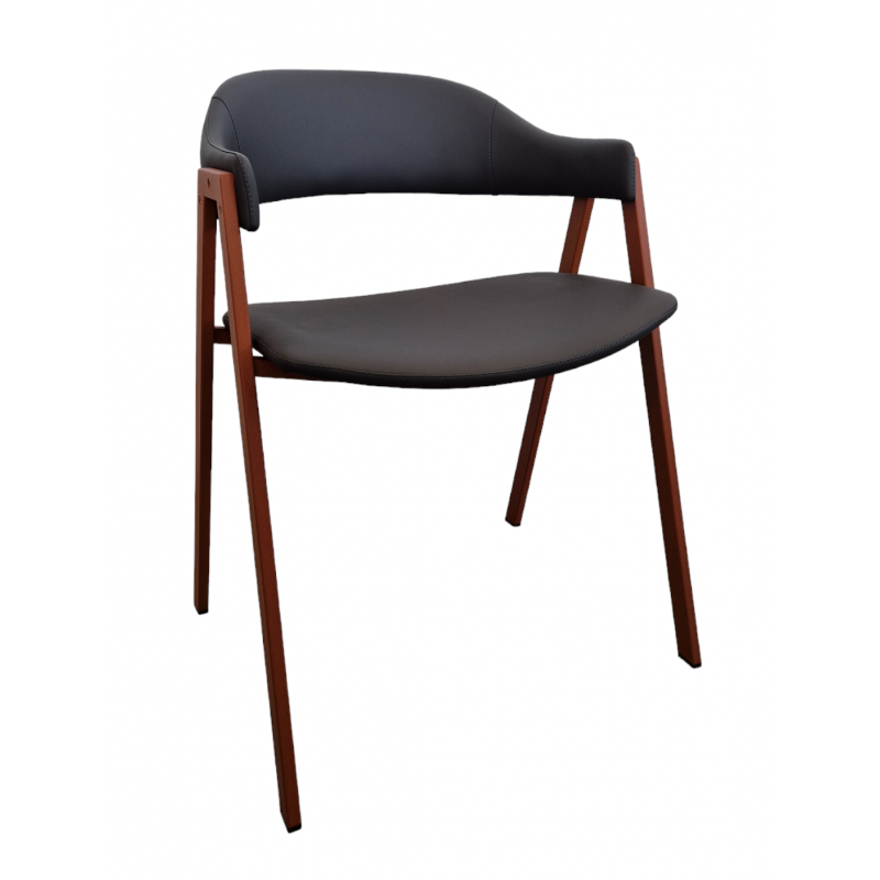 LOT DE 6 FAUTEUIL INDUSTRIEL SIMILICUIR ARCA ROUILLE ET GRIS