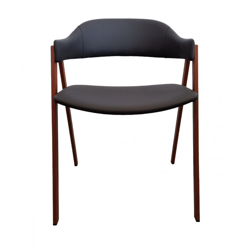 LOT DE 6 FAUTEUIL INDUSTRIEL SIMILICUIR ARCA ROUILLE ET GRIS