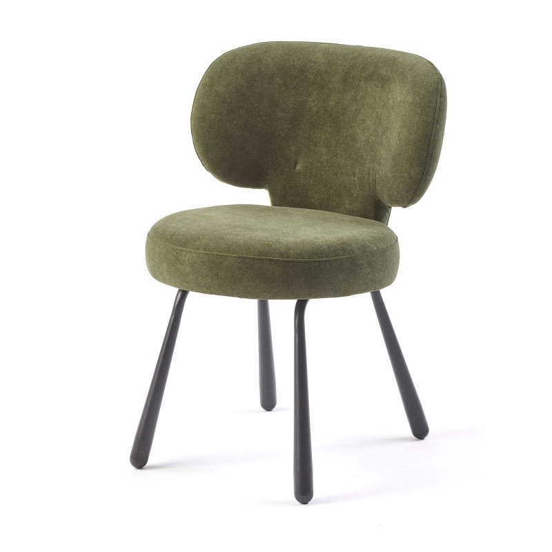 CHAISE RONDE COCOONING EN VELOURS FLEUR