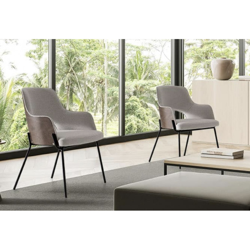 FAUTEUIL CONTEMPORAIN TISSU, BOIS ET MÉTAL PISA