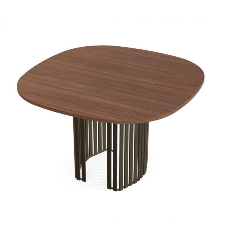 TABLE CARRÉE ANGLES ARRONDIS PIEDS CENTRAL CANVAS