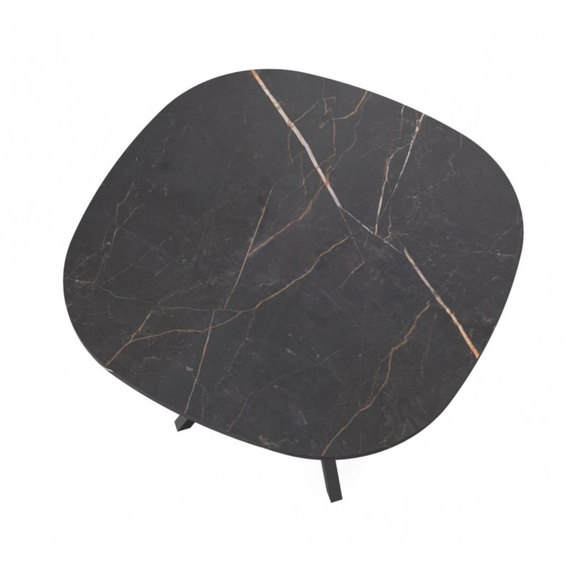 TABLE SNACK CARRÉ ANGLES ARRONDIS PIEDS CENTRAL ONYX
