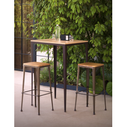 TABOURET INDUSTRIEL MÉTAL ET BOIS D'APPOINT DONA