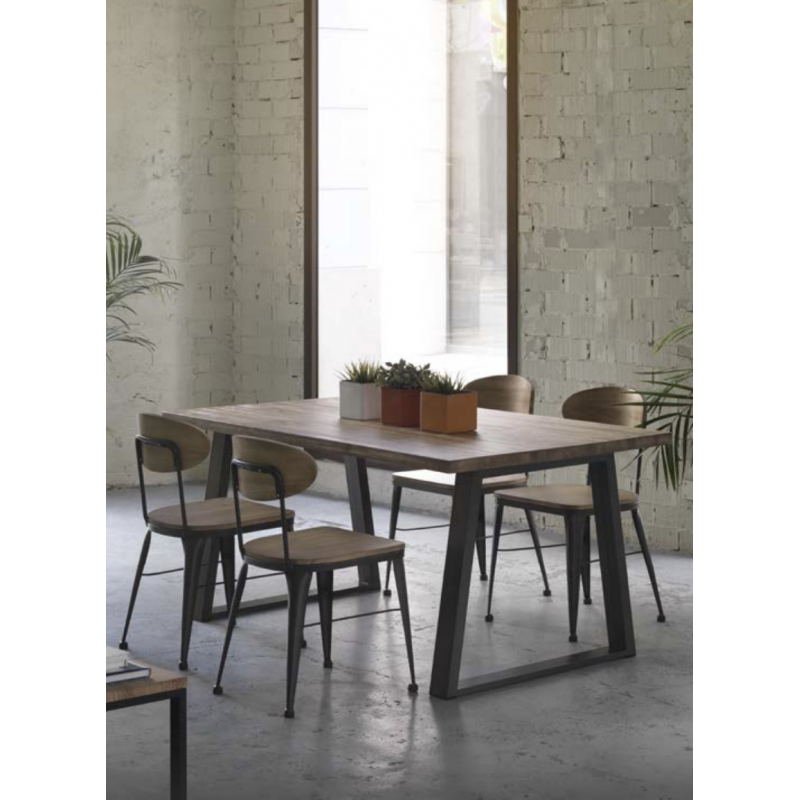 CHAISE AUSTIN INDUSTRIELLE EN BOIS ET MÉTAL