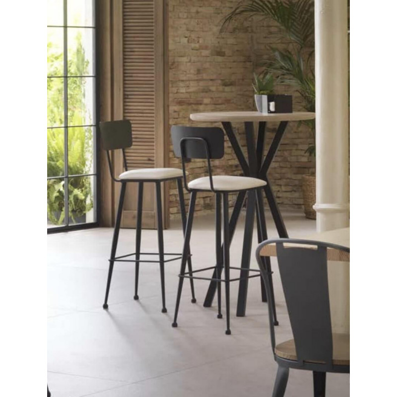 TABOURET INDUSTRIEL EN MÉTAL ET TISSU SOFIA