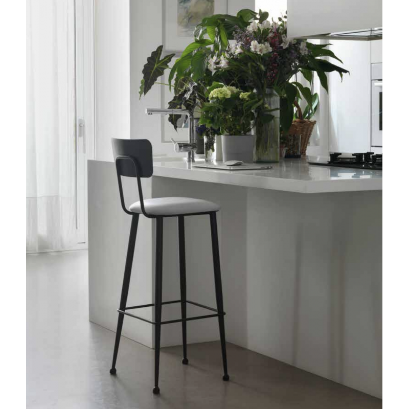 TABOURET INDUSTRIEL EN MÉTAL ET TISSU SOFIA