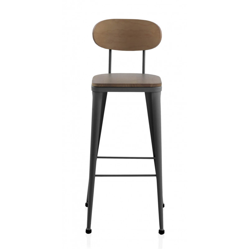 TABOURET HAUT AUSTIN INDUSTRIEL EN BOIS ET MÉTAL