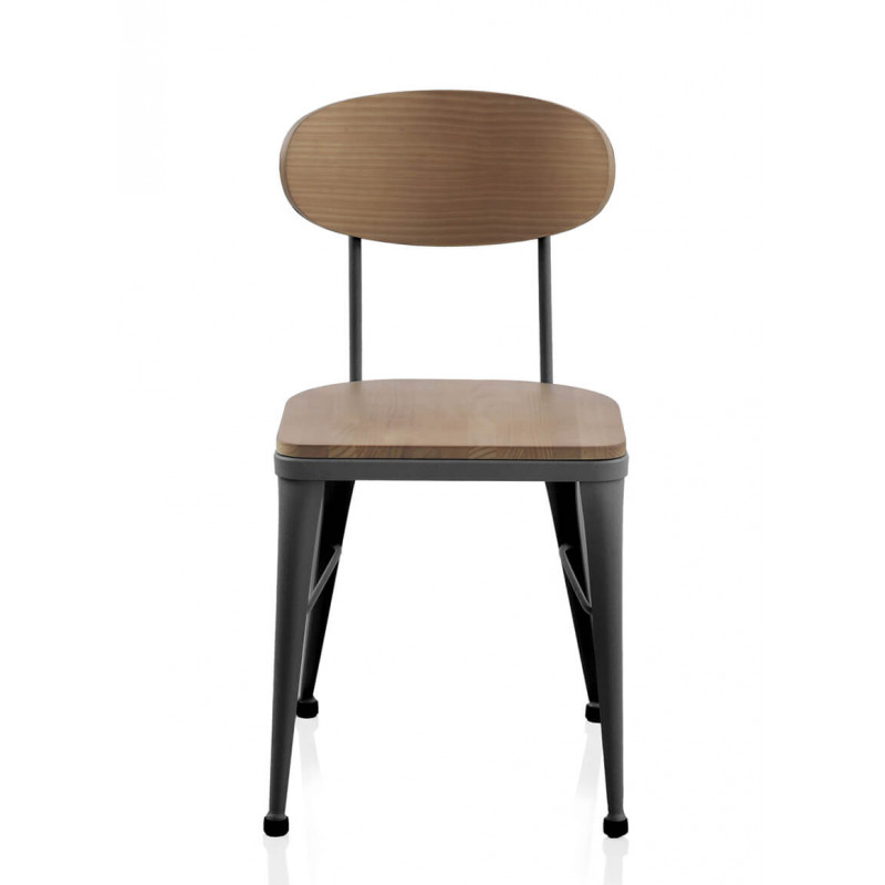 CHAISE AUSTIN INDUSTRIELLE EN BOIS ET MÉTAL