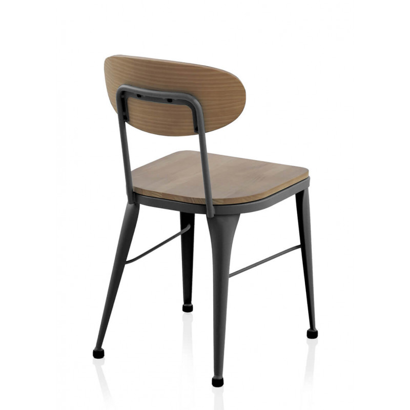 CHAISE AUSTIN INDUSTRIELLE EN BOIS ET MÉTAL