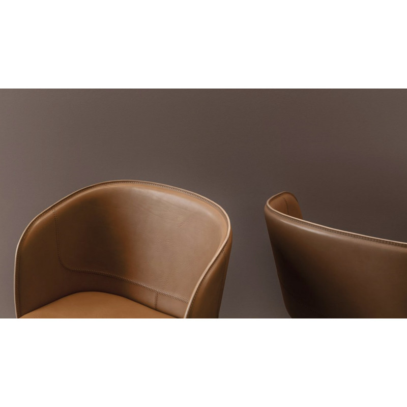 FAUTEUIL ROND EN CUIR ITALIEN CONTEMPORAIN BELT