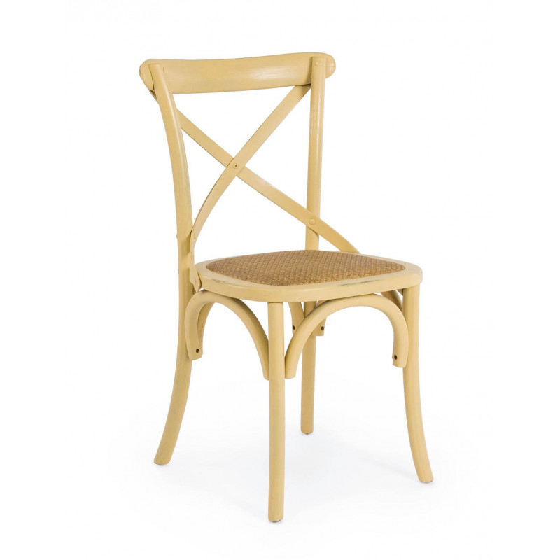 CHAISE BISTROT EN BOIS ET ROTIN CROSS