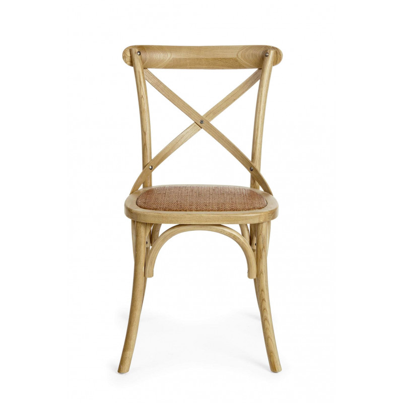 CHAISE BISTROT EN BOIS ET ROTIN CROSS
