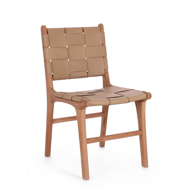 CHAISE TRESSÉE EN CUIR ET BOIS CONTEMPORAINE JOANA CHAISE TRESSÉE EN CUIR ET BOIS CONTEMPORAINE JOANA