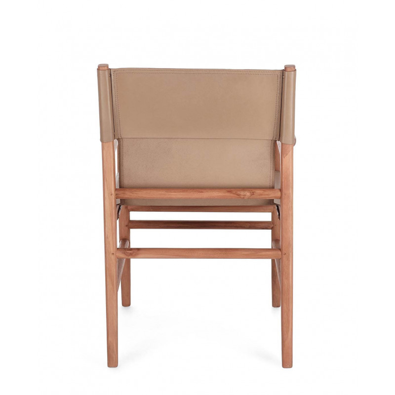 FAUTEUIL CONTEMPORAIN EN TECK ET CUIR CAROLINE