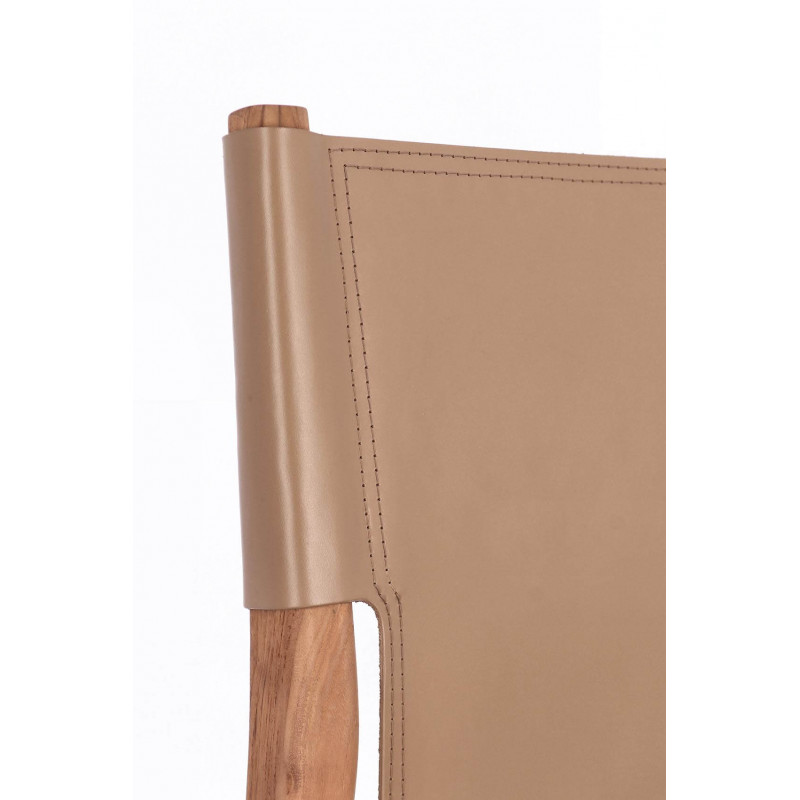 CHAISE CONTEMPORAINE EN TECK ET CUIR CAROLINE