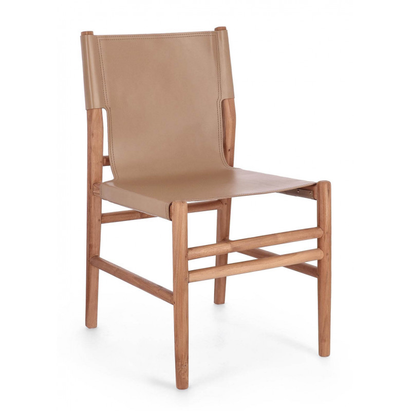 CHAISE CONTEMPORAINE EN TECK ET CUIR CAROLINE CHAISE CONTEMPORAINE EN TECK ET CUIR CAROLINE