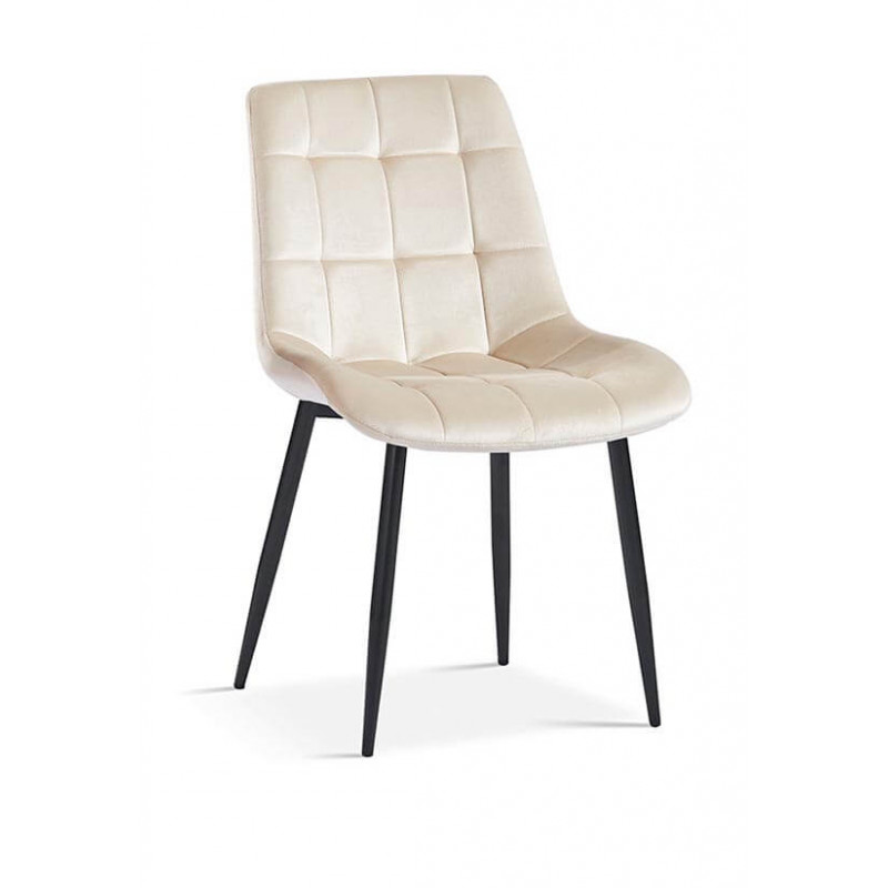 CHAISE EN VELOURS COLORÉ JUTA écru