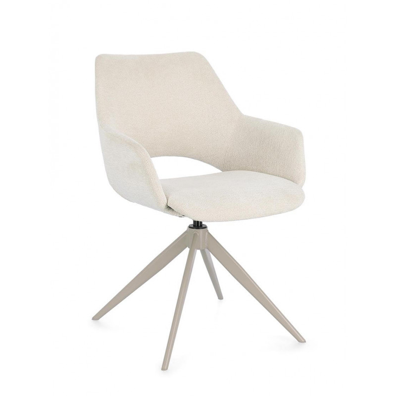 Fauteuil Pivotant 360° En Bouclette Texturée Gris Souris – Piètement Métal Noir – SPINO – Pour Coin Lecture Ou Détente