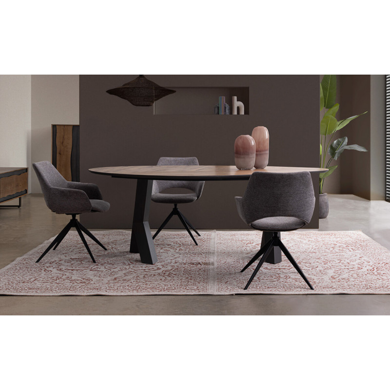FAUTEUIL EN TISSU PIVOTANT 360° VIVIAN