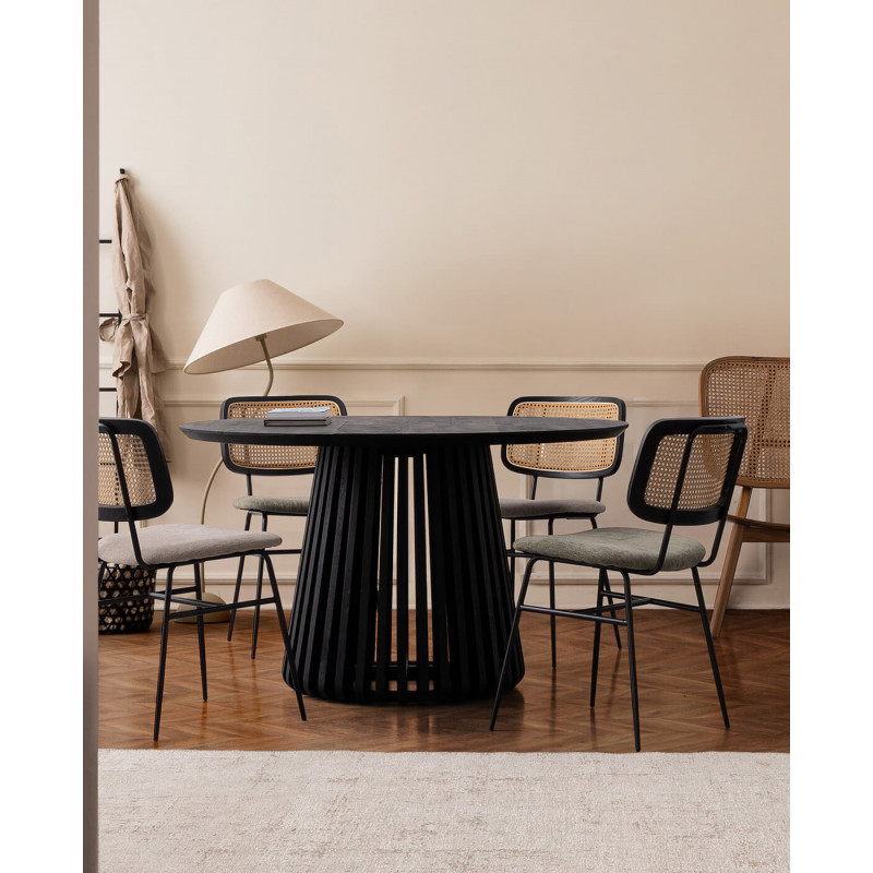 CHAISE CANNÉE CONTEMPORAINE GLENNA EN TISSU