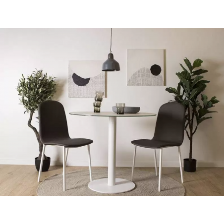 PETITE TABLE RONDE EN CÉRAMIQUE PIEDS CENTRAL RONDA