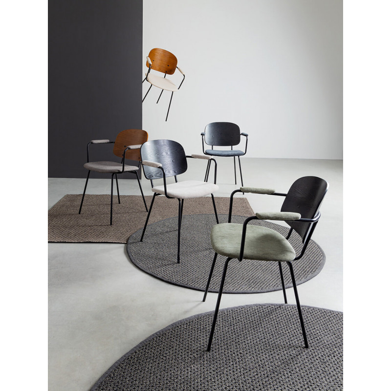 CHAISE AVEC ACCOUDOIRS EN BOIS ET TISSU SIENNA