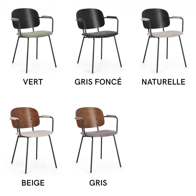 Chaise Avec Accoudoirs en Bois et Tissu SIENNA - Le Chaisier