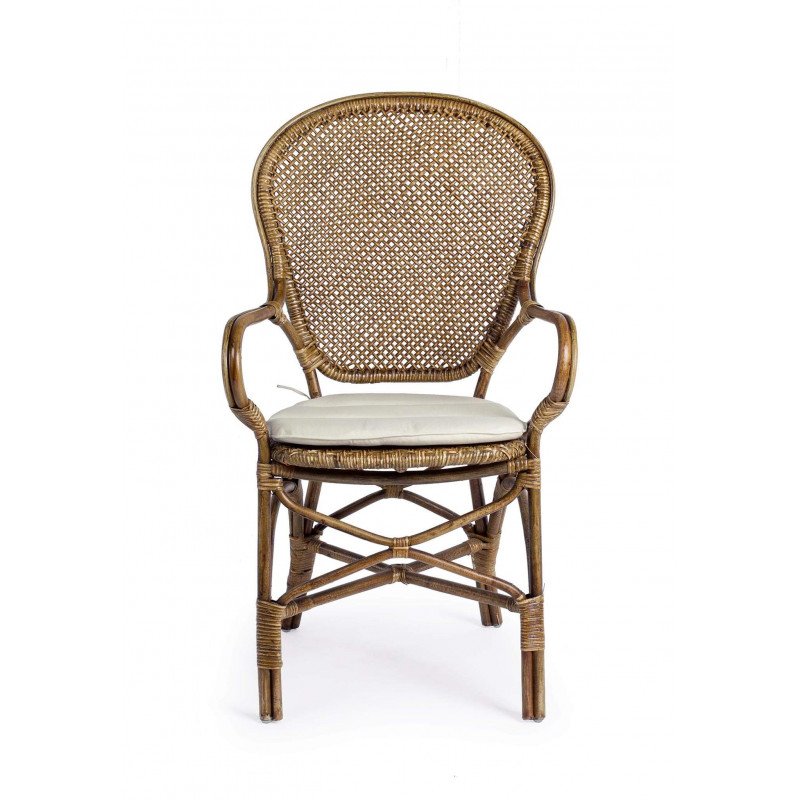 FAUTEUIL DE DÉTENTE EN ROTIN EDELINA AVEC SON COUSSIN