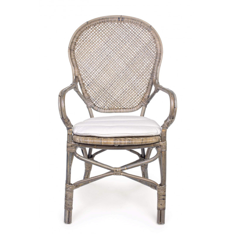 FAUTEUIL DE DÉTENTE EN ROTIN EDELINA AVEC SON COUSSIN