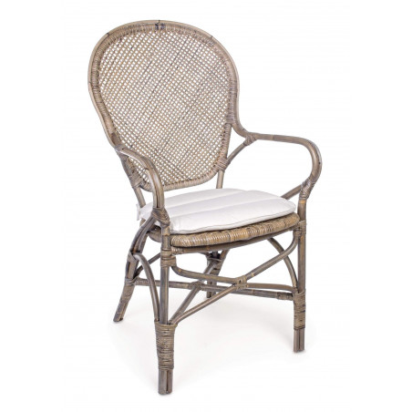 FAUTEUIL DE DÉTENTE EN ROTIN EDELINA AVEC SON COUSSIN