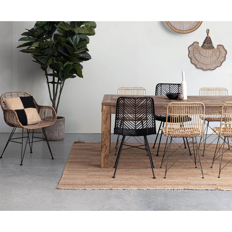 FAUTEUIL EN ROTIN ET MÉTAL RAQUEL