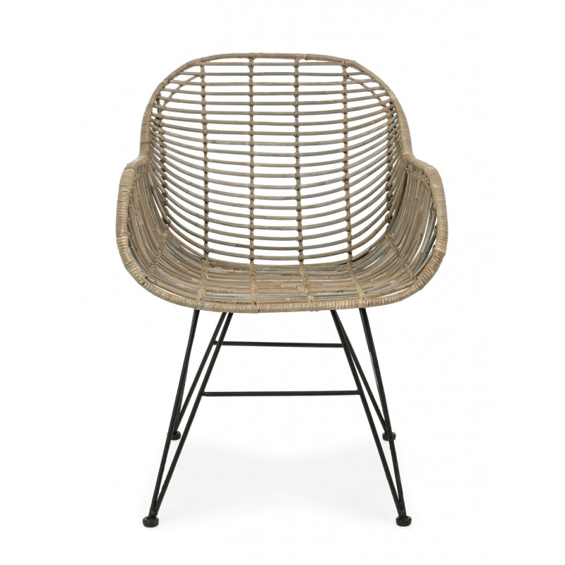 FAUTEUIL EN ROTIN ET MÉTAL RAQUEL