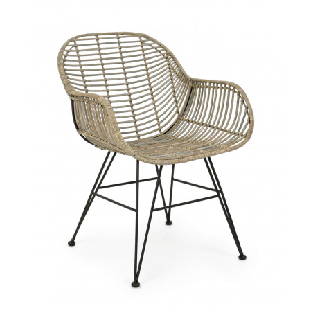 FAUTEUIL EN ROTIN ET MÉTAL RAQUEL