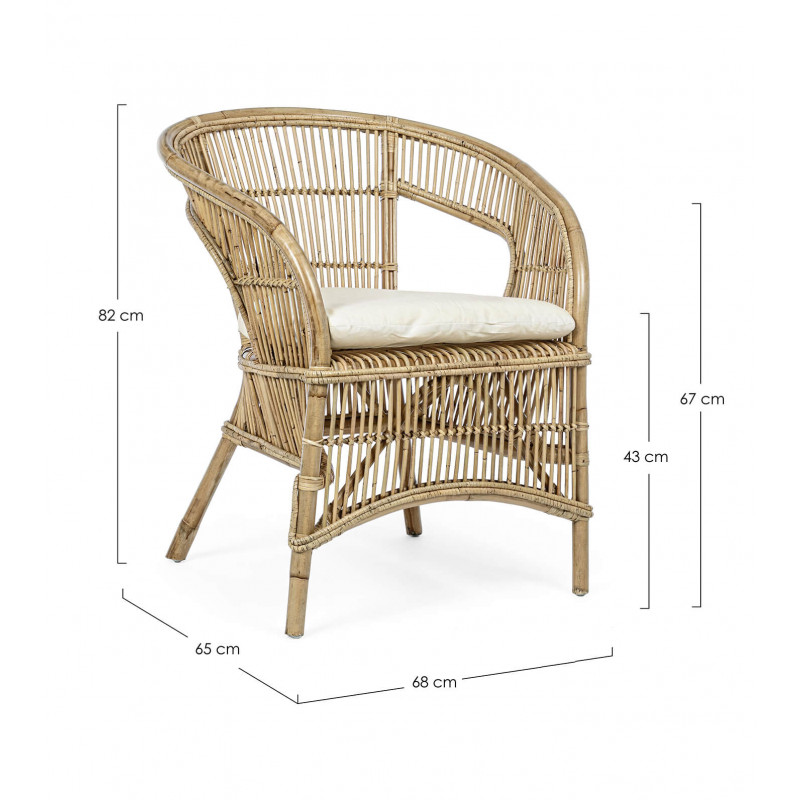 FAUTEUIL DE DÉTENTE EN ROTIN ET COUSSIN CONSUELO