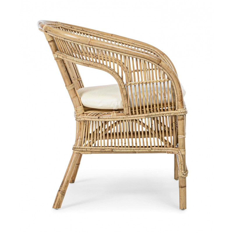 FAUTEUIL DE DÉTENTE EN ROTIN ET COUSSIN CONSUELO