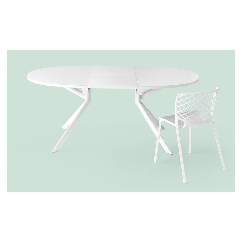 TABLE CONTEMPORAINE GIOVE RONDE OU OVALE EXTENSIBLE PIEDS CENTRAL