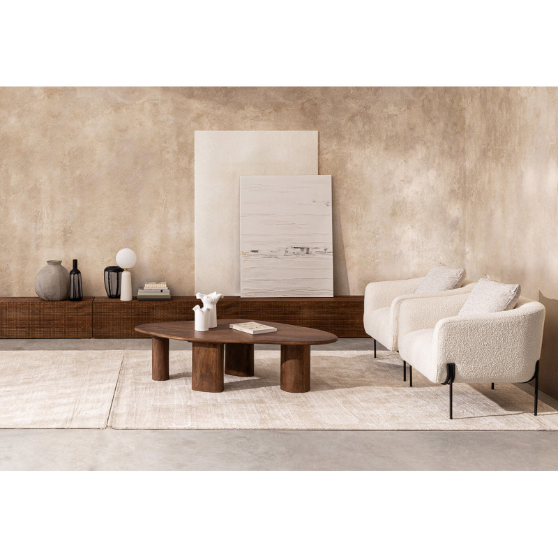 FAUTEUIL CARRÉ DE DÉTENTE EN TISSU BOUCLETTE CLAUDINE