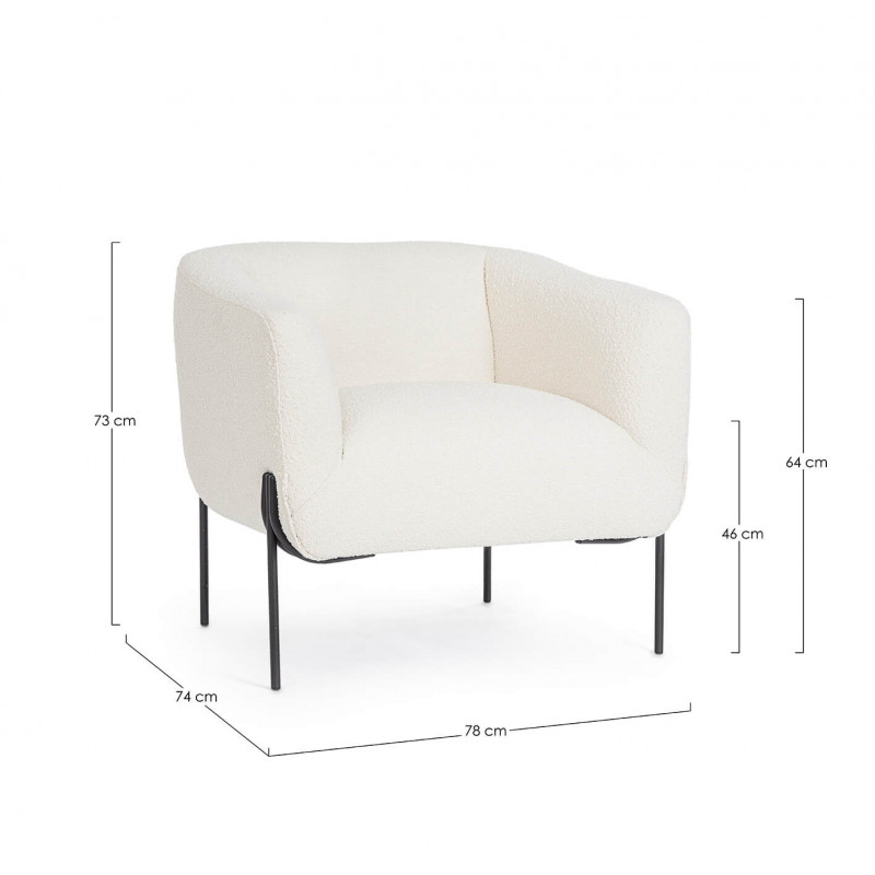 FAUTEUIL CARRÉ DE DÉTENTE EN TISSU BOUCLETTE CLAUDINE